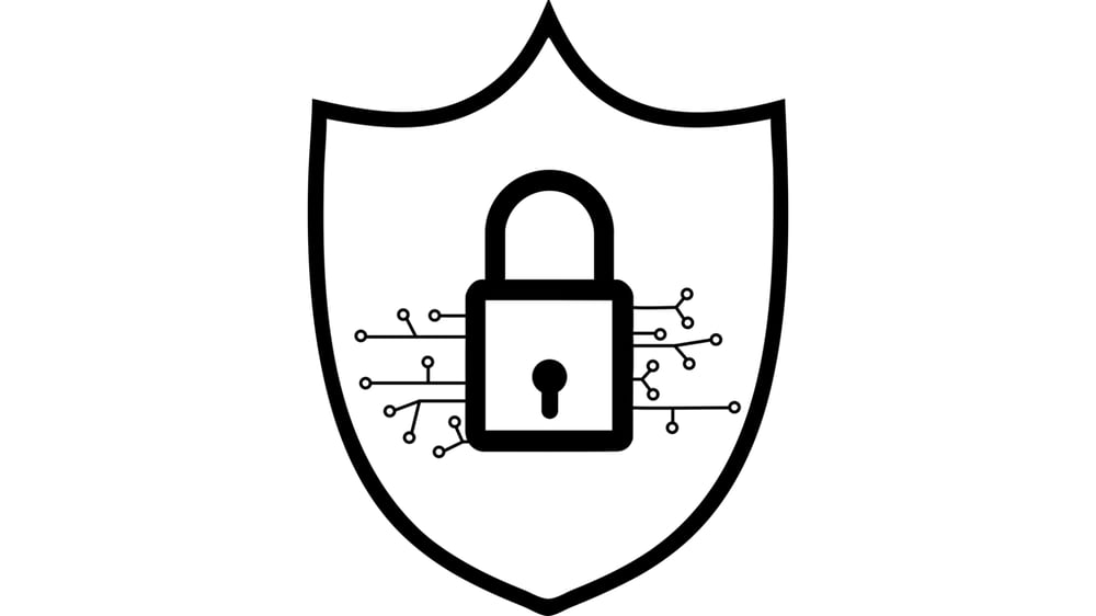 shield with cyber security icon in it