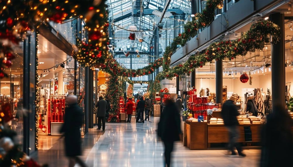 stores decorated for christmas