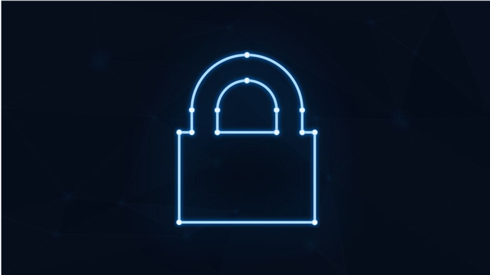 black background with a blue lock