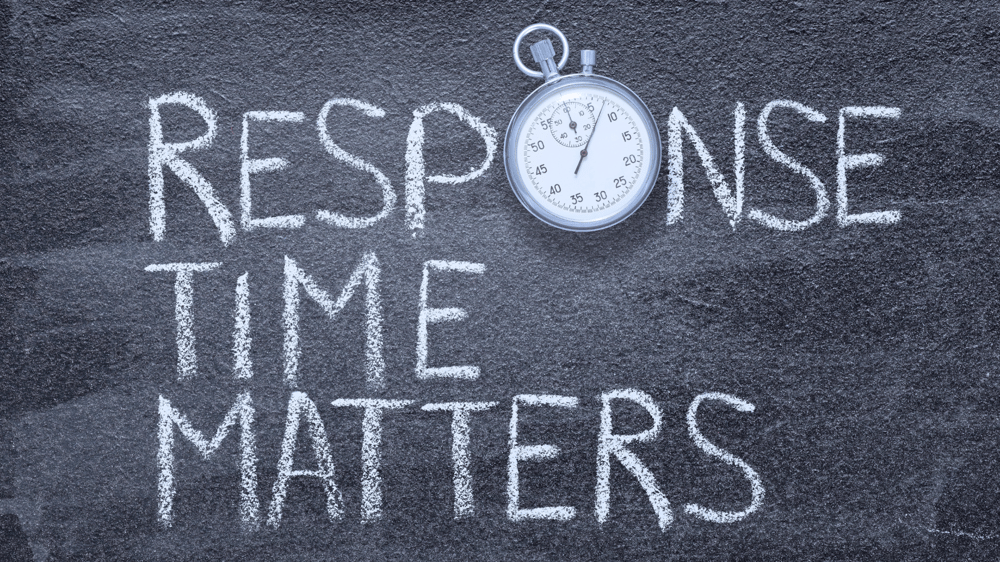 text saying response time matters with a clock as the O